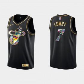 Maillot Basket Homme Miami Heat Kyle Lowry 7 Nike 2021-22 Noir Golden Edition 75th Anniversary Diamond Swingman